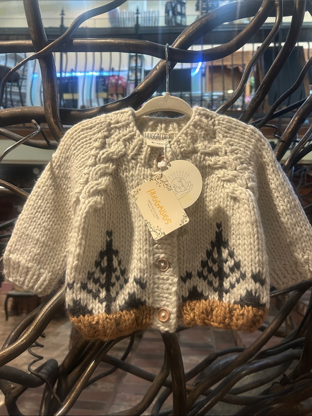 NWT Huggalugs Cream Knit Baby Knit Cardigan Sweater 6-12 Months
